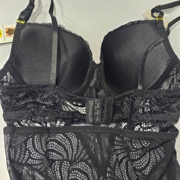 Sophie B Lightly Padded Bodysuit Lingerie Black Size Medium - Picture 12 of 13